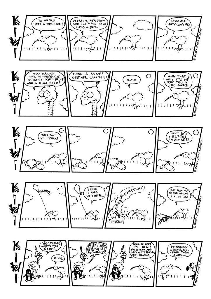 Prvý komiks Jonáša Ledeckého KIWI - ukážka jednej strany